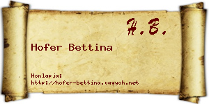 Hofer Bettina névjegykártya